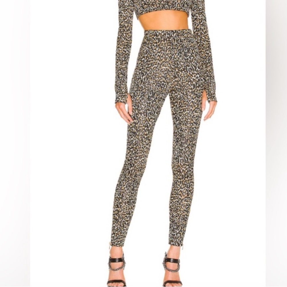 DUNDAS x Revolve Zappa black gold leopard high waisted zipper XS skinny Leggings